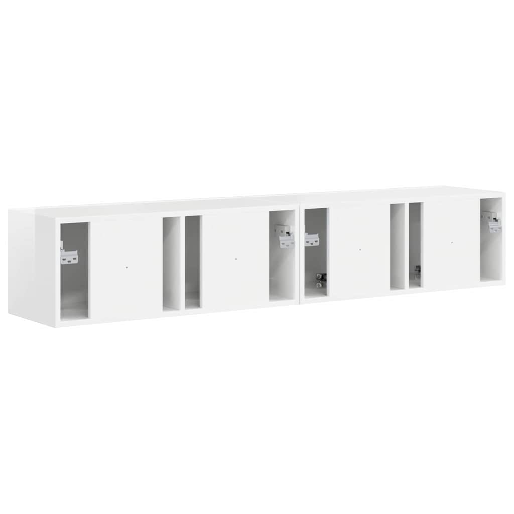 TV Wandkast 2 pcs Glanzend Wit 60 x 31 x 29.5 cm Bewerkt hout
