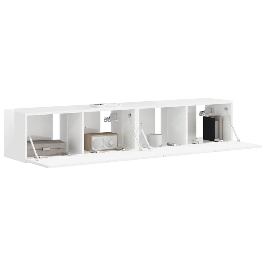 TV Wandkast 2 pcs Glanzend Wit 60 x 31 x 29.5 cm Bewerkt hout