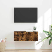 TV wandkast 78.5x31x29.5 cm bewerkt hout gerookt eiken