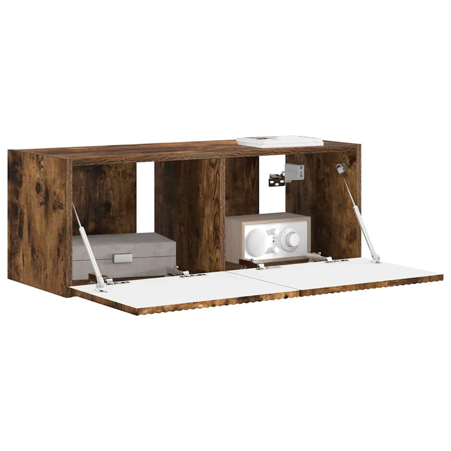 TV Wandkast Gerookt eiken 60 x 31 x 29.5 cm Bewerkt hout