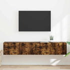 TV wandkast 78.5x31x29.5 cm gerookt eiken bewerkt hout