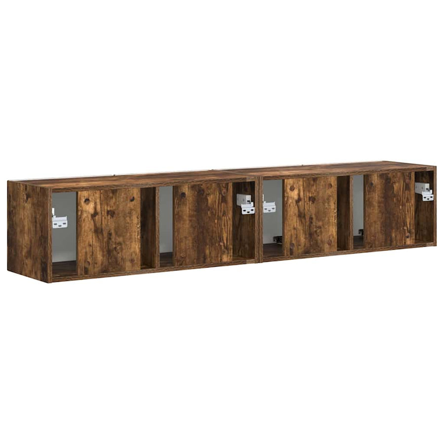 TV Wandkast 2 pcs Gerookt eiken 60 x 31 x 29.5 cm Bewerkt hout