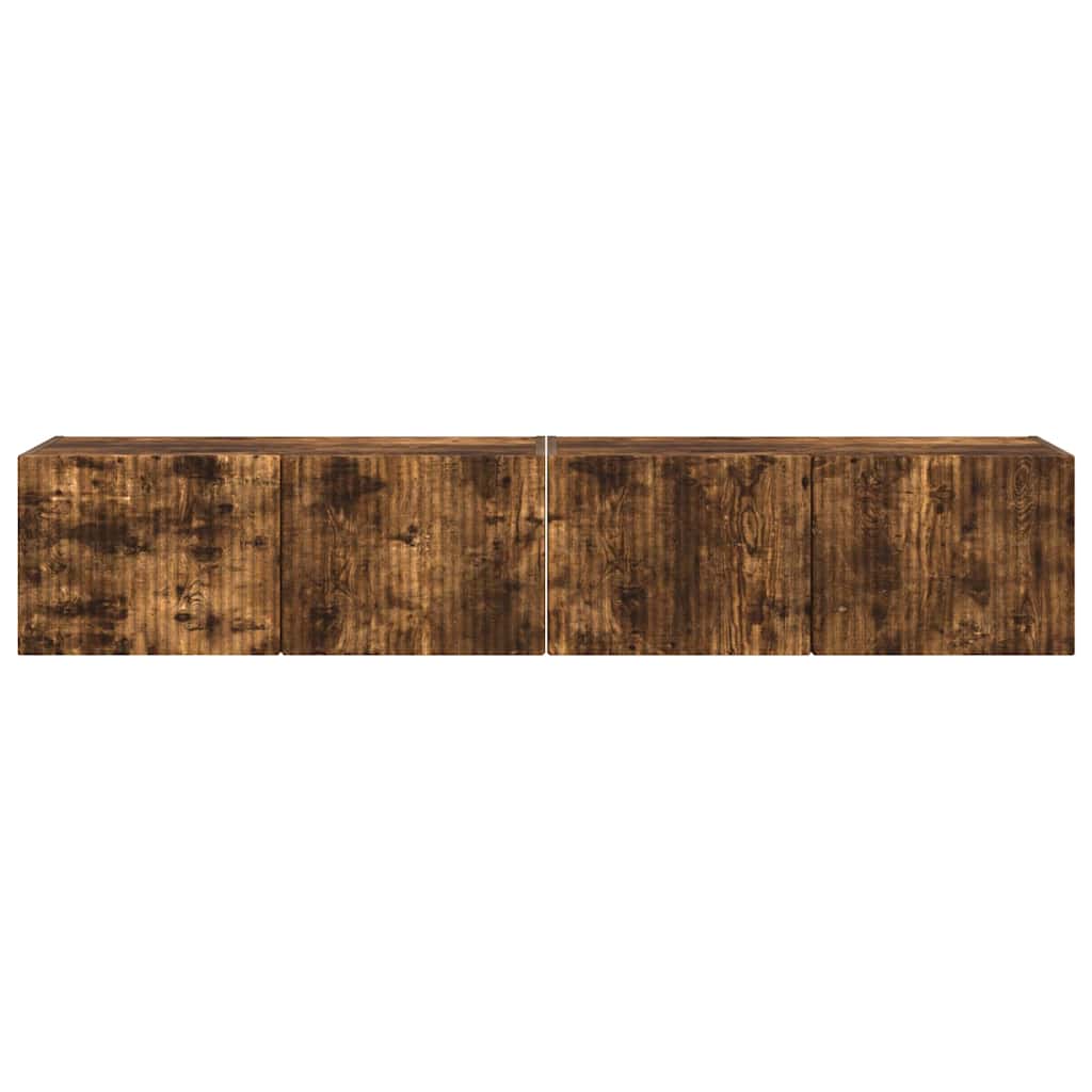 TV Wandkast 2 pcs Gerookt eiken 60 x 31 x 29.5 cm Bewerkt hout