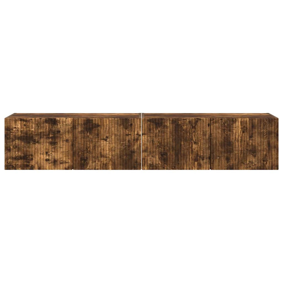 TV Wandkast 2 pcs Gerookt eiken 60 x 31 x 29.5 cm Bewerkt hout