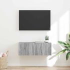 Tv wandkast 78.5x31x29.5 cm bewerkt hout grijs