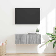 Tv wandkast 78.5x31x29.5 cm bewerkt hout grijs