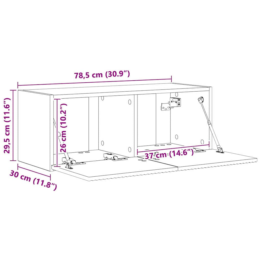 TV Wandkast 2 pcs Grijs Sonoma 60 x 31 x 29.5 cm Bewerkt hout