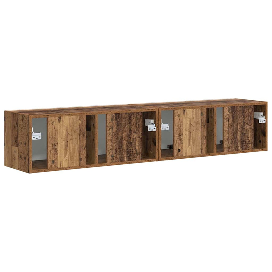 TV Wandkast 2 pcs Oud Hout 60 x 31 x 29.5 cm Bewerkt hout
