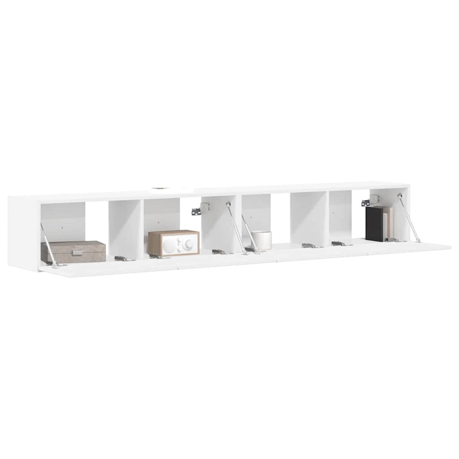 TV Wandkast 2 pcs Wit 60 x 31 x 29.5 cm Bewerkt hout