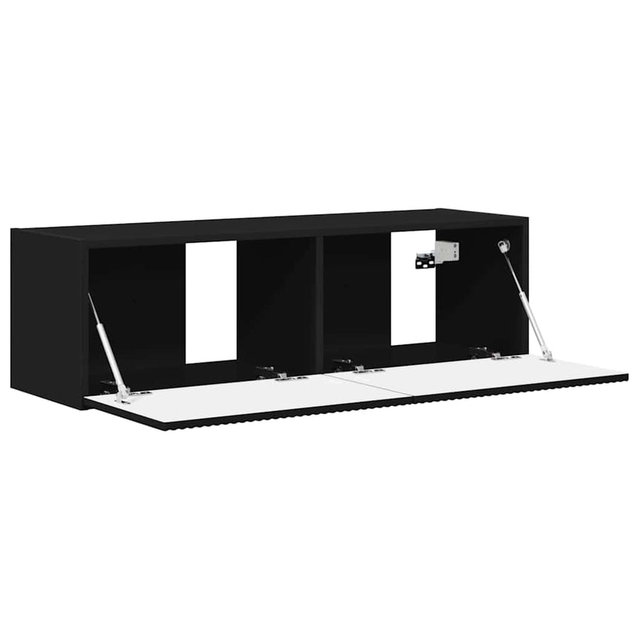 TV Wandkast Wandgemonteerd Zwart 60 x 31 x 29.5 cm Bewerkt hout