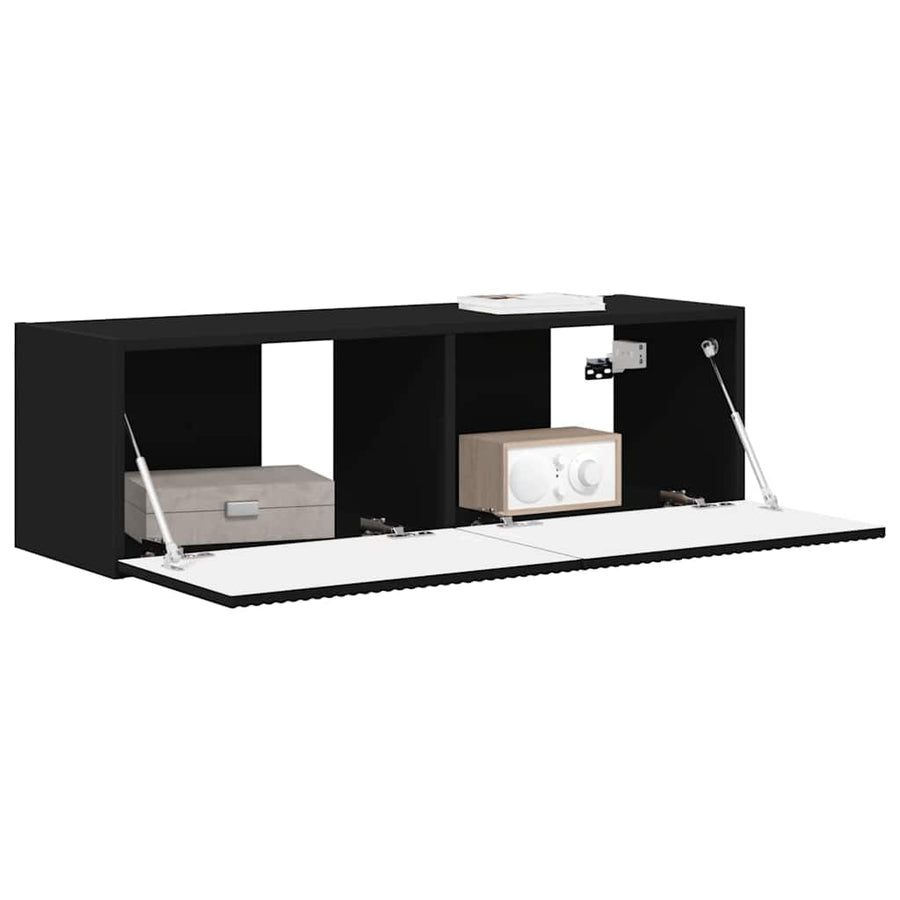 TV Wandkast Wandgemonteerd Zwart 60 x 31 x 29.5 cm Bewerkt hout