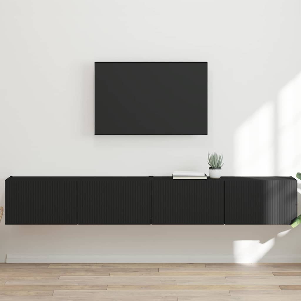 TV Wandkast 2 pcs Zwart 60 x 31 x 29.5 cm Bewerkt hout