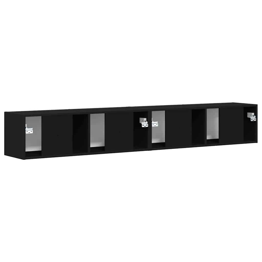 TV Wandkast 2 pcs Zwart 60 x 31 x 29.5 cm Bewerkt hout