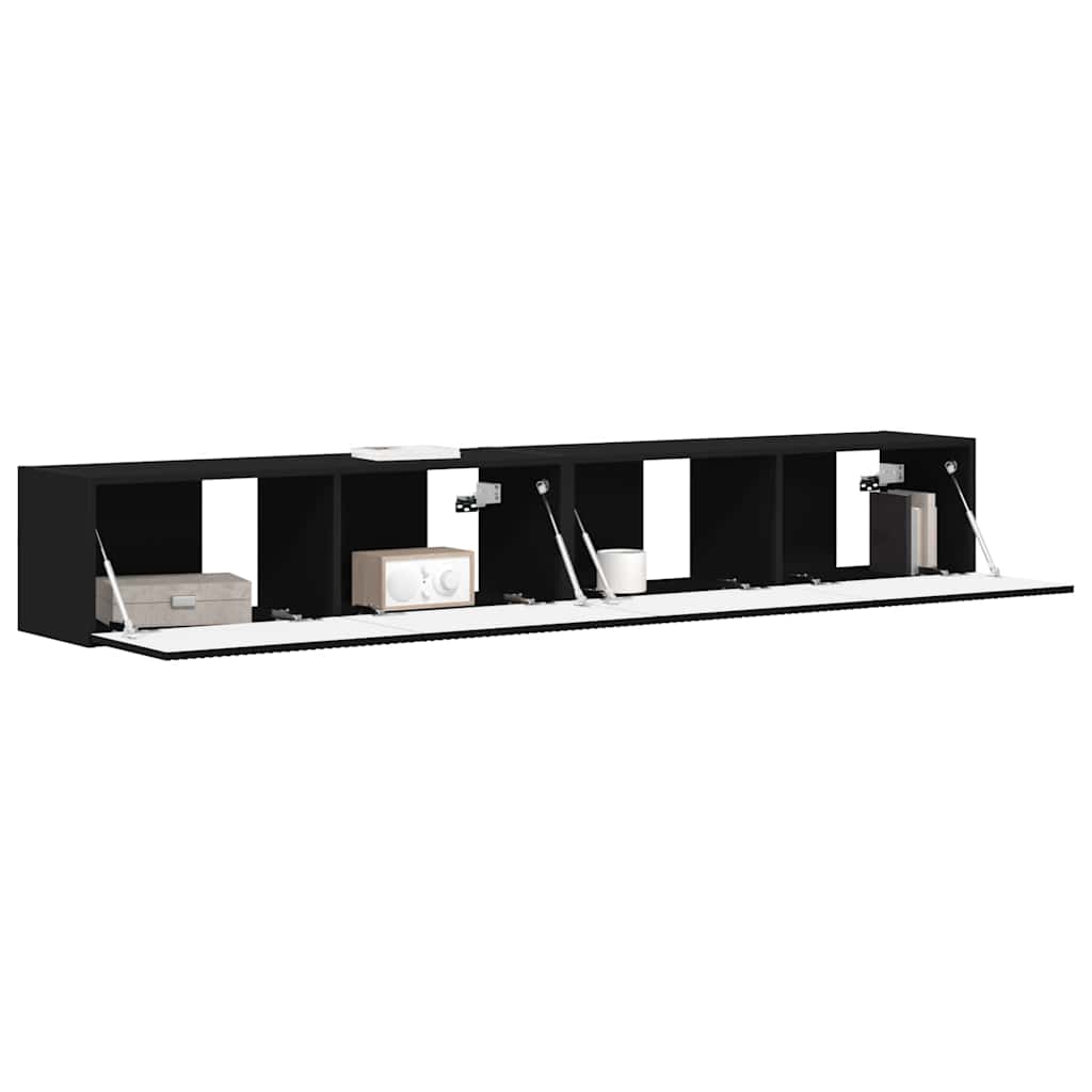 TV Wandkast 2 pcs Zwart 60 x 31 x 29.5 cm Bewerkt hout