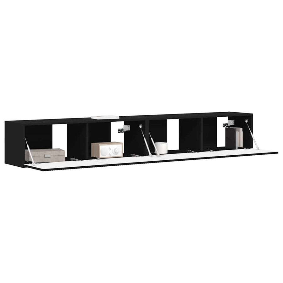 TV Wandkast 2 pcs Zwart 60 x 31 x 29.5 cm Bewerkt hout