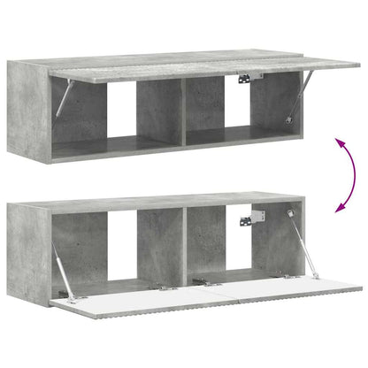 TV Wandkast Wandgemonteerd Beton 60 x 31 x 29.5 cm Bewerkt hout