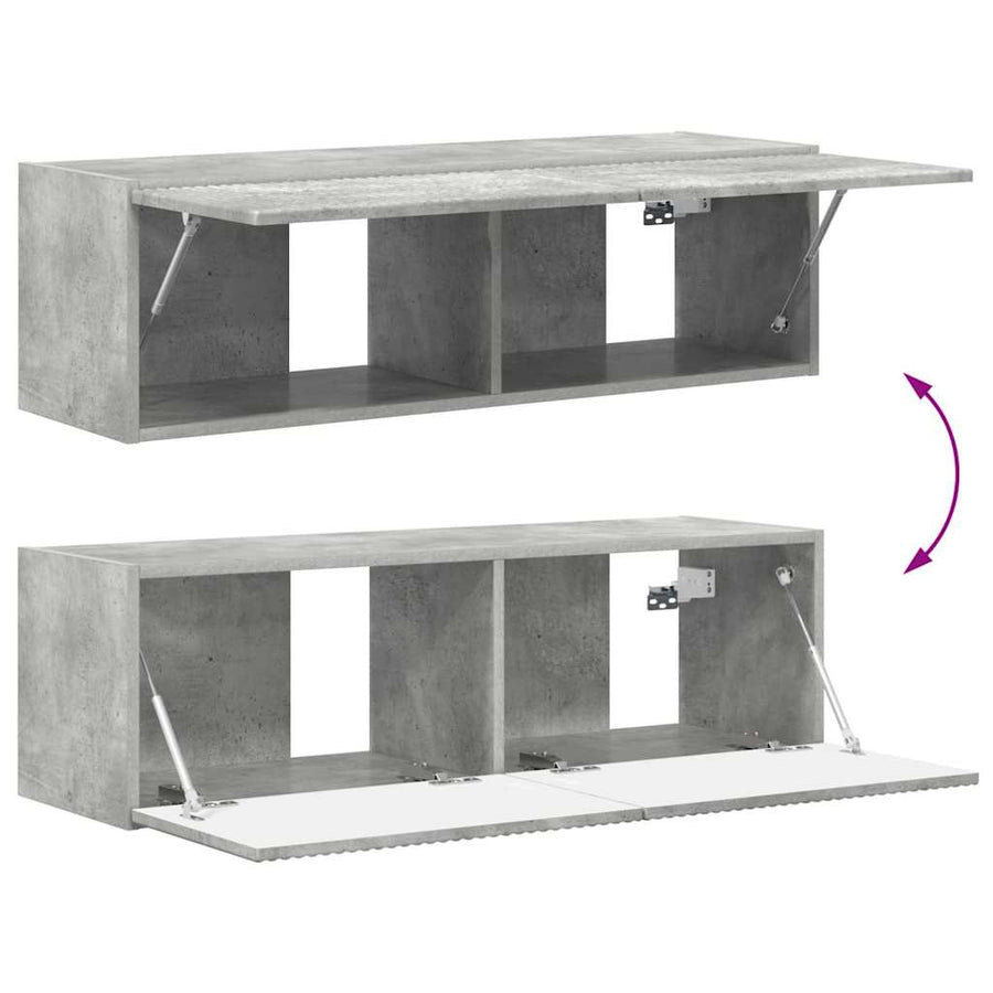 TV Wandkast Wandgemonteerd Beton 60 x 31 x 29.5 cm Bewerkt hout