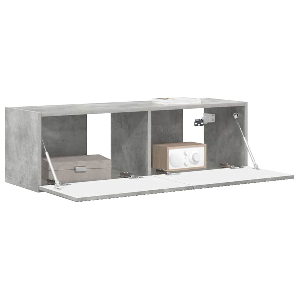 TV Wandkast Wandgemonteerd Beton 60 x 31 x 29.5 cm Bewerkt hout