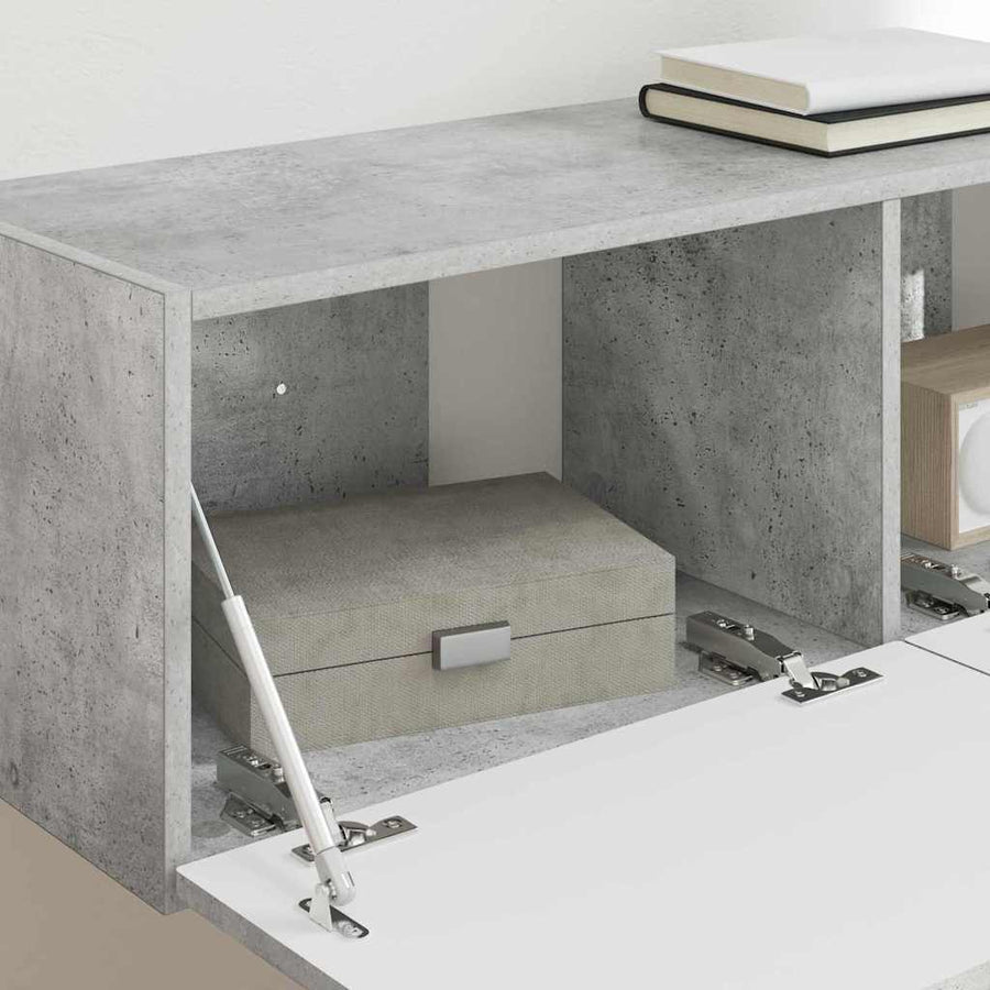 TV Wandkast 2 pcs Beton 60 x 31 x 29.5 cm Bewerkt hout