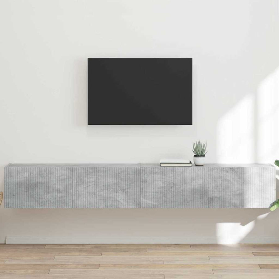 TV Wandkast 2 pcs Beton 60 x 31 x 29.5 cm Bewerkt hout