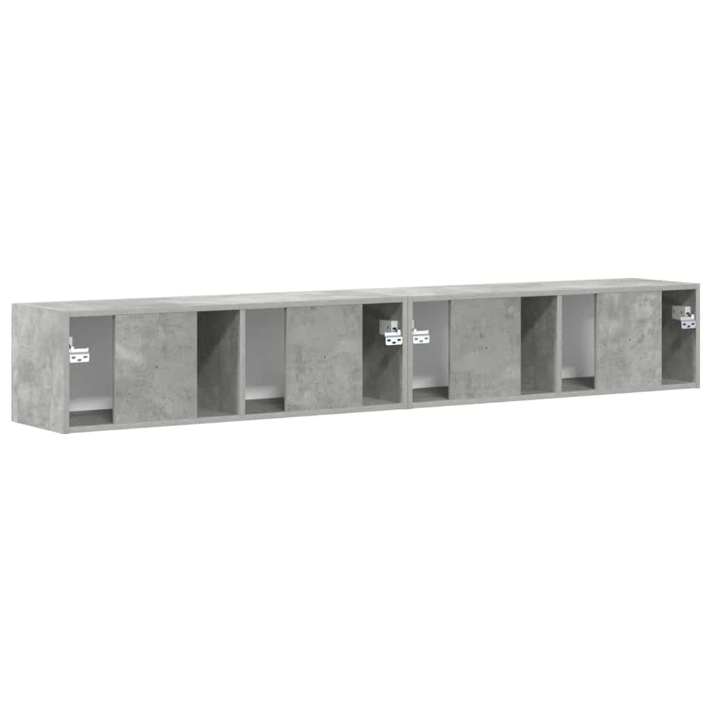 TV Wandkast 2 pcs Beton 60 x 31 x 29.5 cm Bewerkt hout