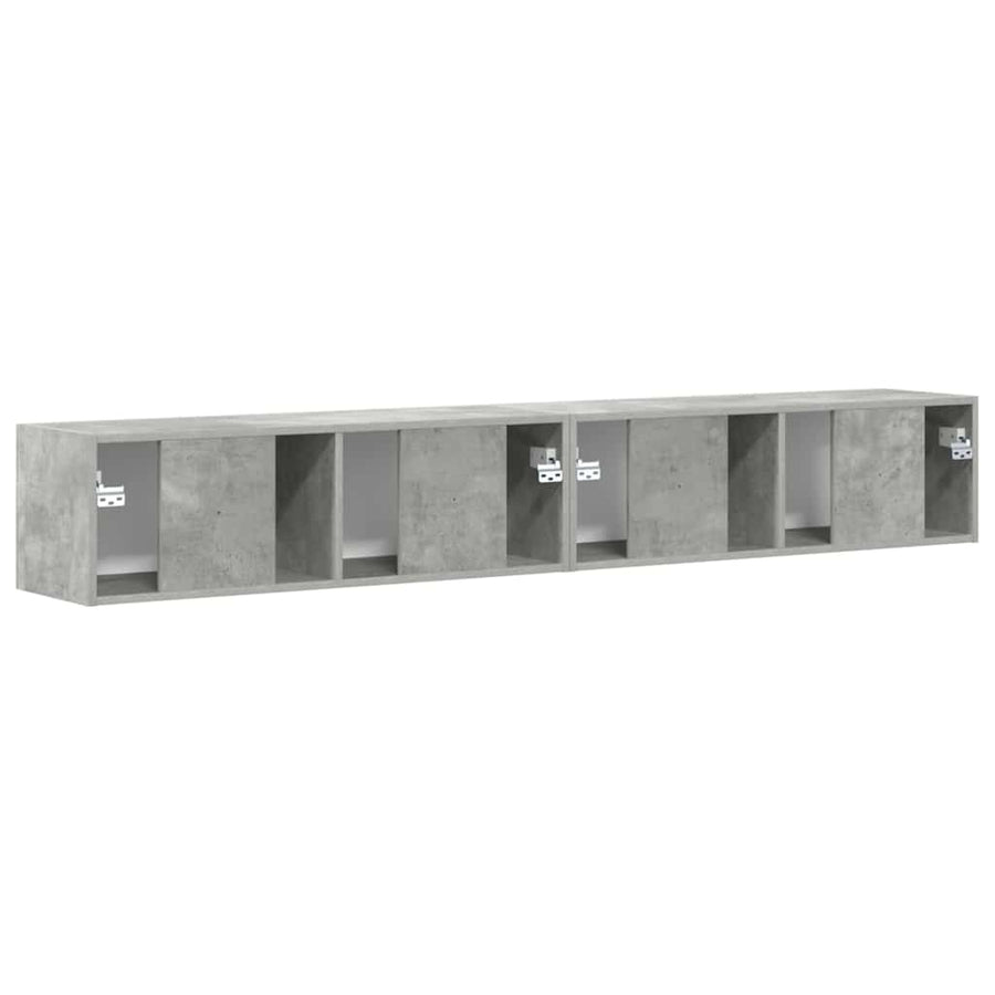TV Wandkast 2 pcs Beton 60 x 31 x 29.5 cm Bewerkt hout