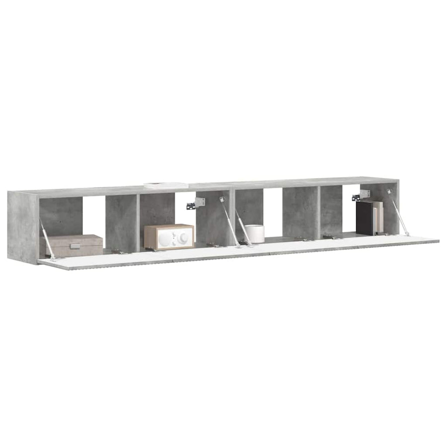 TV Wandkast 2 pcs Beton 60 x 31 x 29.5 cm Bewerkt hout