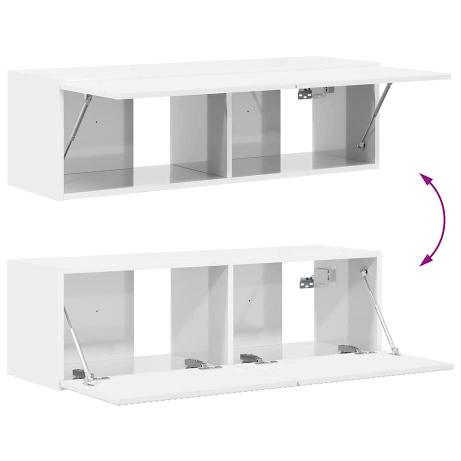 TV Wandkast Glanzend Wit 60 x 31 x 29.5 cm Bewerkt hout