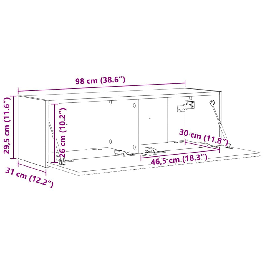 TV Wandkast Glanzend Wit 60 x 31 x 29.5 cm Bewerkt hout