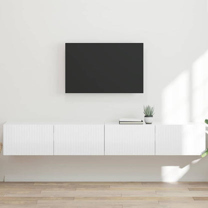 TV Wandkast 2 pcs Glanzend Wit 60 x 31 x 29.5 cm Bewerkt hout