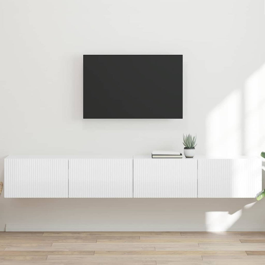 TV Wandkast 2 pcs Glanzend Wit 60 x 31 x 29.5 cm Bewerkt hout