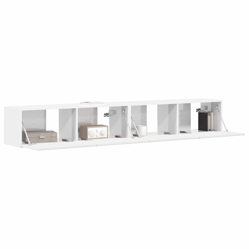 TV Wandkast 2 pcs Glanzend Wit 60 x 31 x 29.5 cm Bewerkt hout