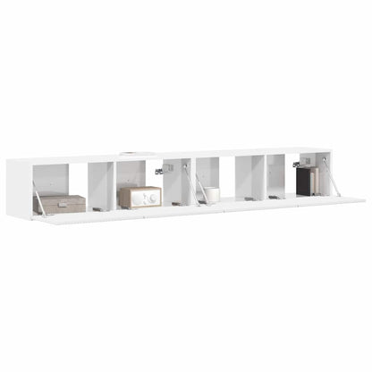 TV Wandkast 2 pcs Glanzend Wit 60 x 31 x 29.5 cm Bewerkt hout