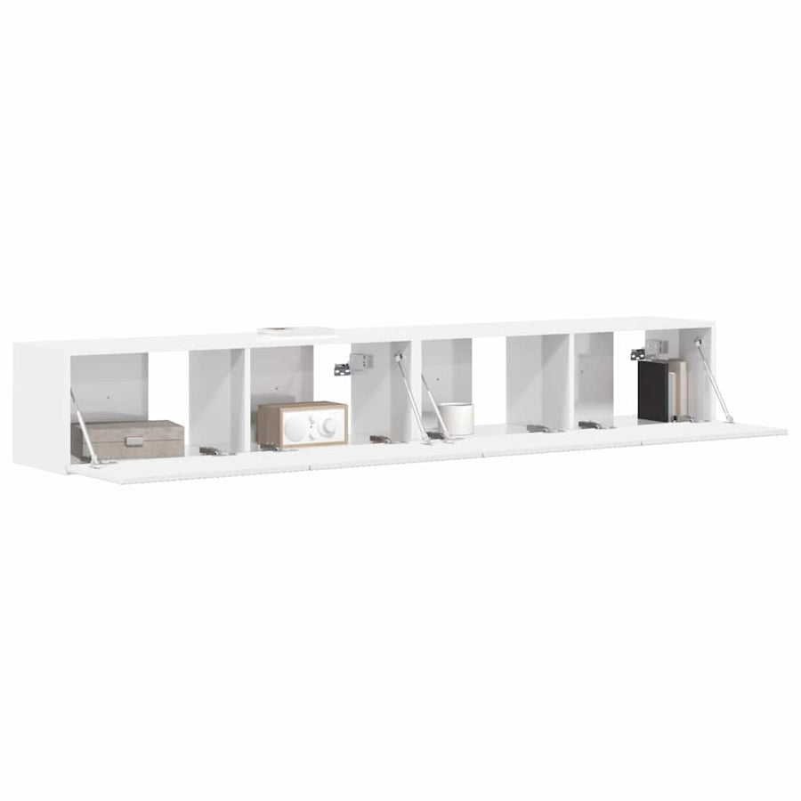 TV Wandkast 2 pcs Glanzend Wit 60 x 31 x 29.5 cm Bewerkt hout