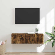 TV wandkast 98x31x29,5 cm gerookt eiken bewerkt hout