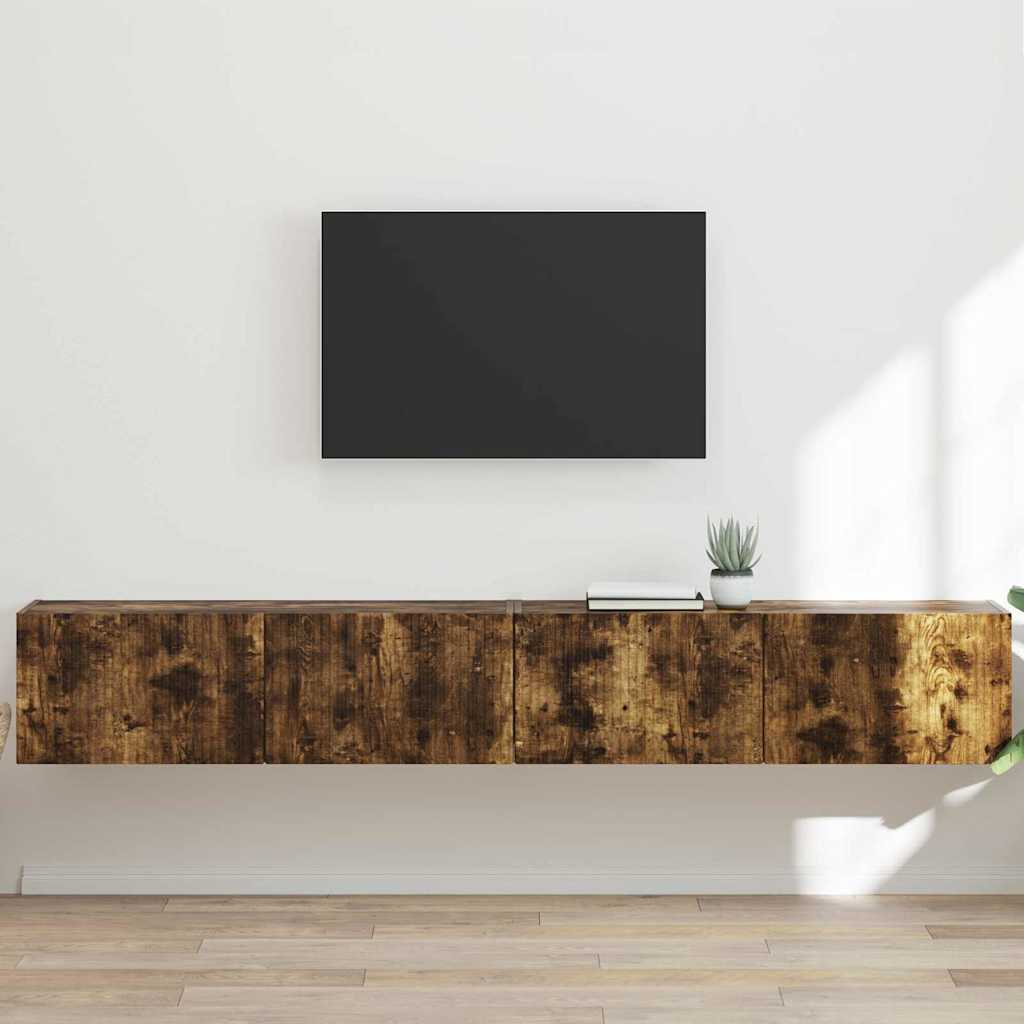 TV Wandkast 2 pcs Gerookt eiken 60 x 31 x 29.5 cm Bewerkt hout