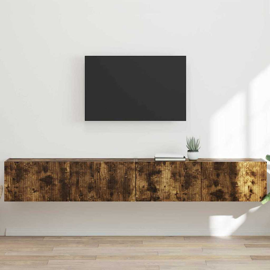 TV Wandkast 2 pcs Gerookt eiken 60 x 31 x 29.5 cm Bewerkt hout