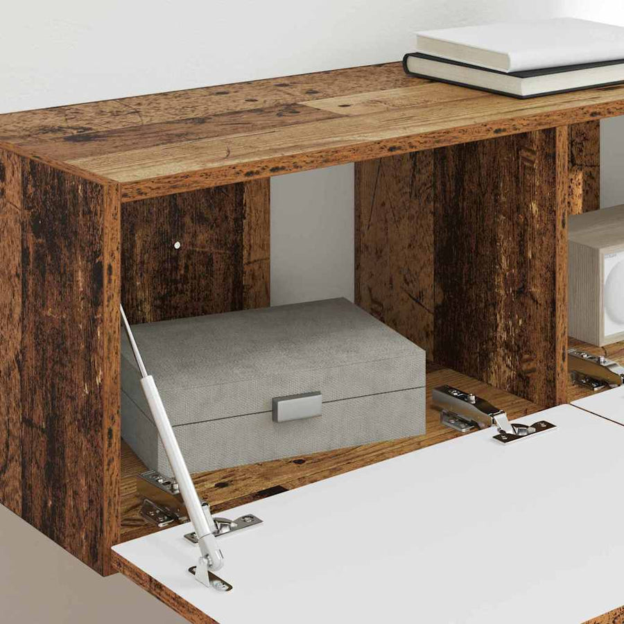 TV Wandkast 2 pcs Oud Hout 60 x 31 x 29.5 cm Bewerkt hout
