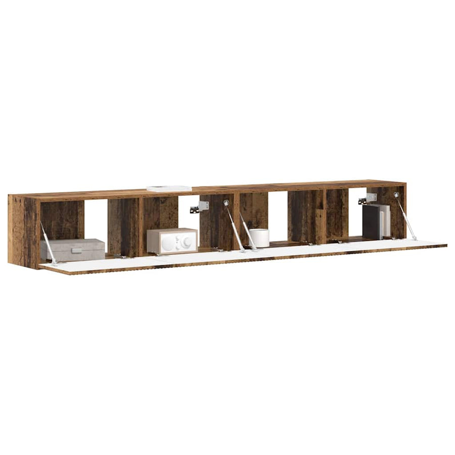 TV Wandkast 2 pcs Oud Hout 60 x 31 x 29.5 cm Bewerkt hout