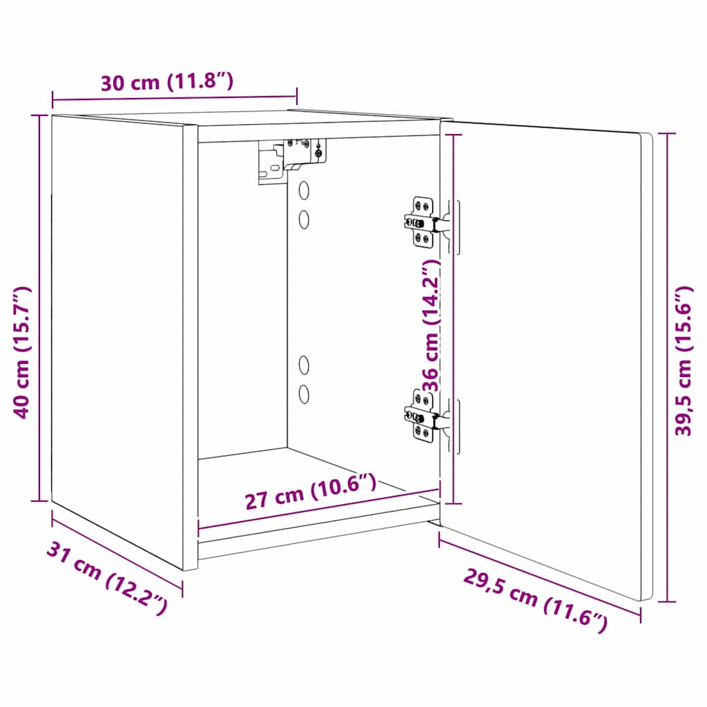 TV Wandkast Wandgemonteerd Wit 30 x 31 x 40 cm Bewerkt hout