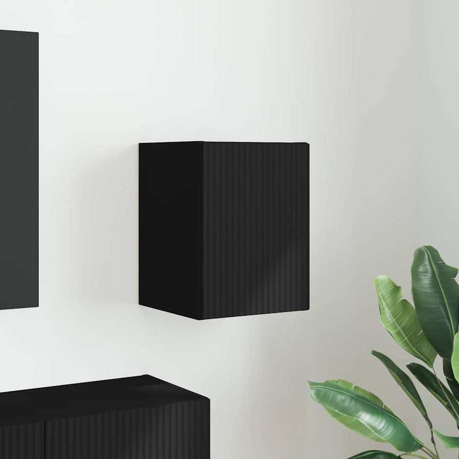 TV Wandkast Wandgemonteerd Zwart 30 x 31 x 40 cm Bewerkt hout