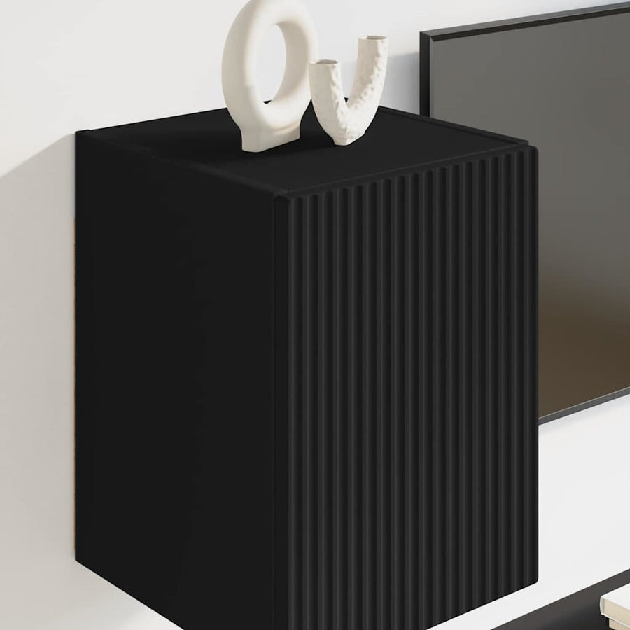 TV Wandkast 2 pcs Zwart 30 x 31 x 40 cm Bewerkt hout