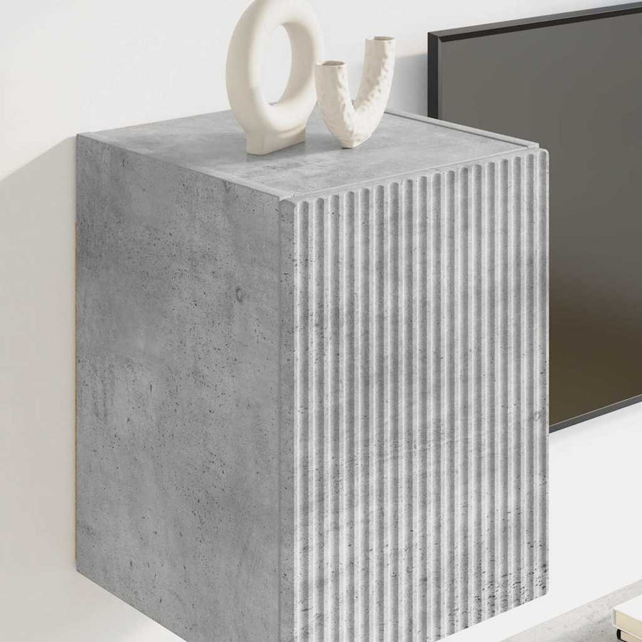 TV Wandkast 2 pcs Beton 30 x 31 x 40 cm Bewerkt hout