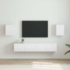 TV wandkast 30x31x40 cm bewerkt hout glanzend wit
