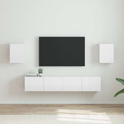 TV wandkast 30x31x40 cm bewerkt hout glanzend wit