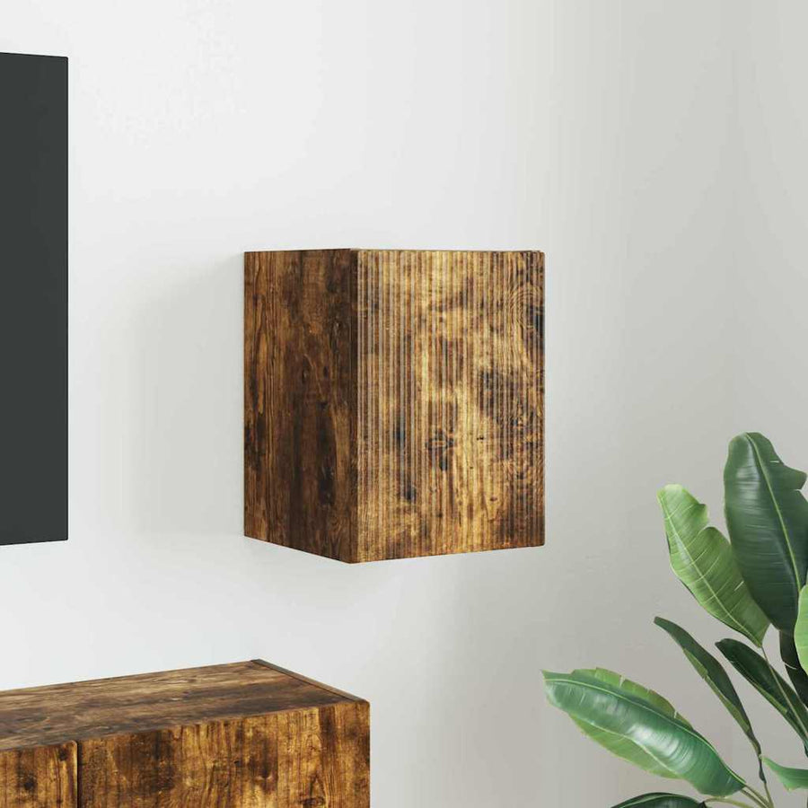TV Wandkast Gerookt eiken 30 x 31 x 40 cm Bewerkt hout
