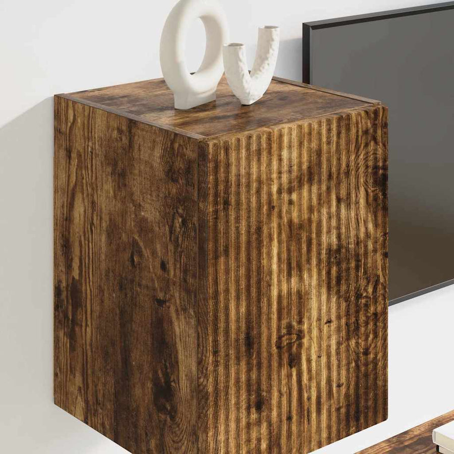 TV Wandkast 2 pcs Gerookt eiken 30 x 31 x 40 cm Bewerkt hout