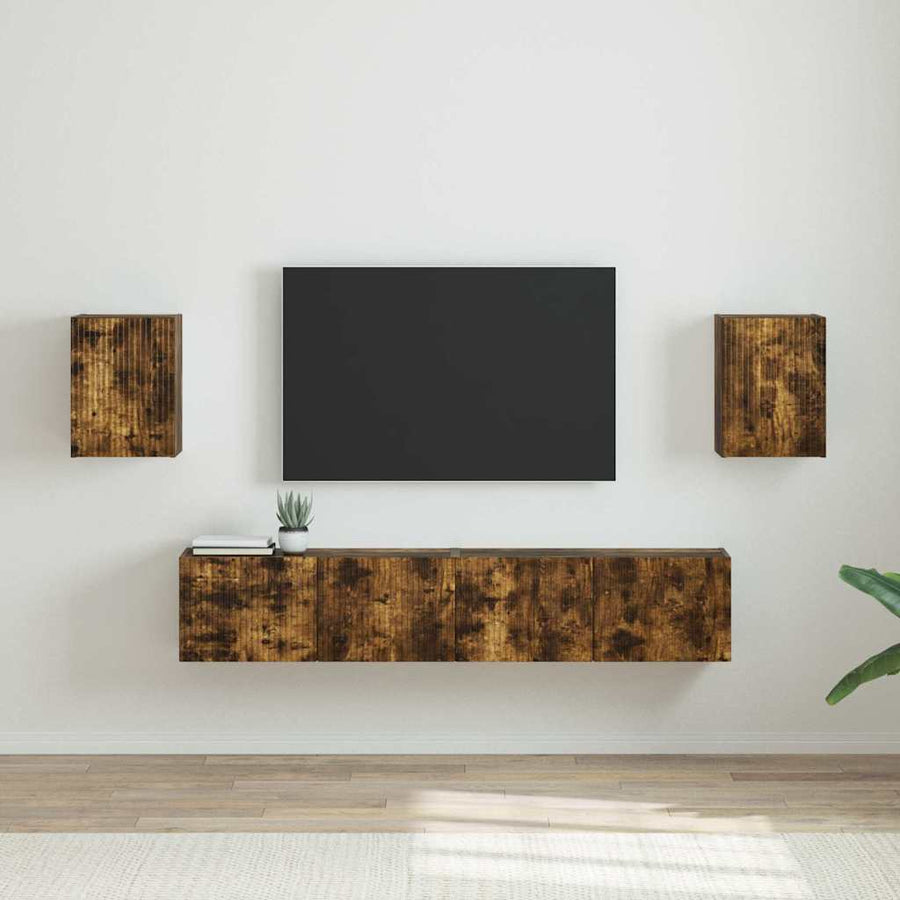 TV Wandkast 2 pcs Gerookt eiken 30 x 31 x 40 cm Bewerkt hout