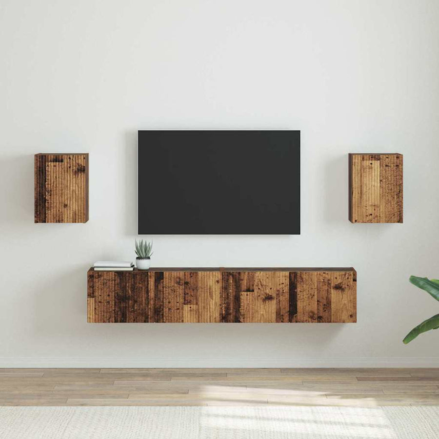 TV Wandkast 2 pcs Oud Hout 30 x 31 x 40 cm Bewerkt hout