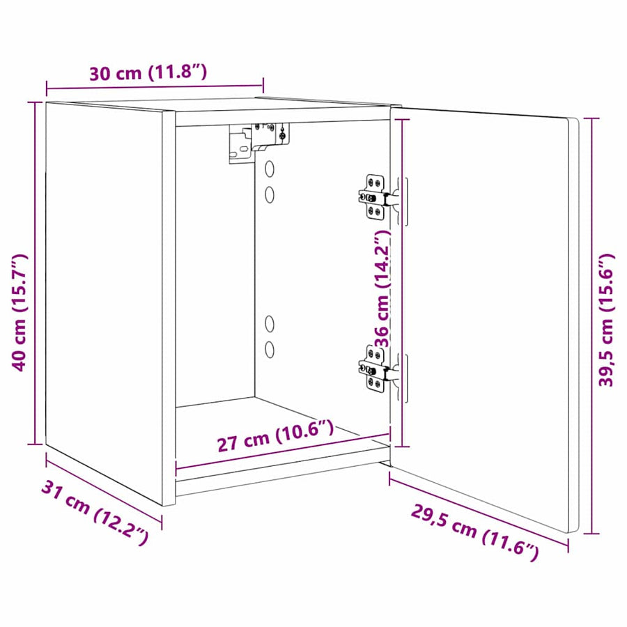 TV Wandkast Ambachtelijk eiken 30 x 31 x 40 cm Bewerkt hout